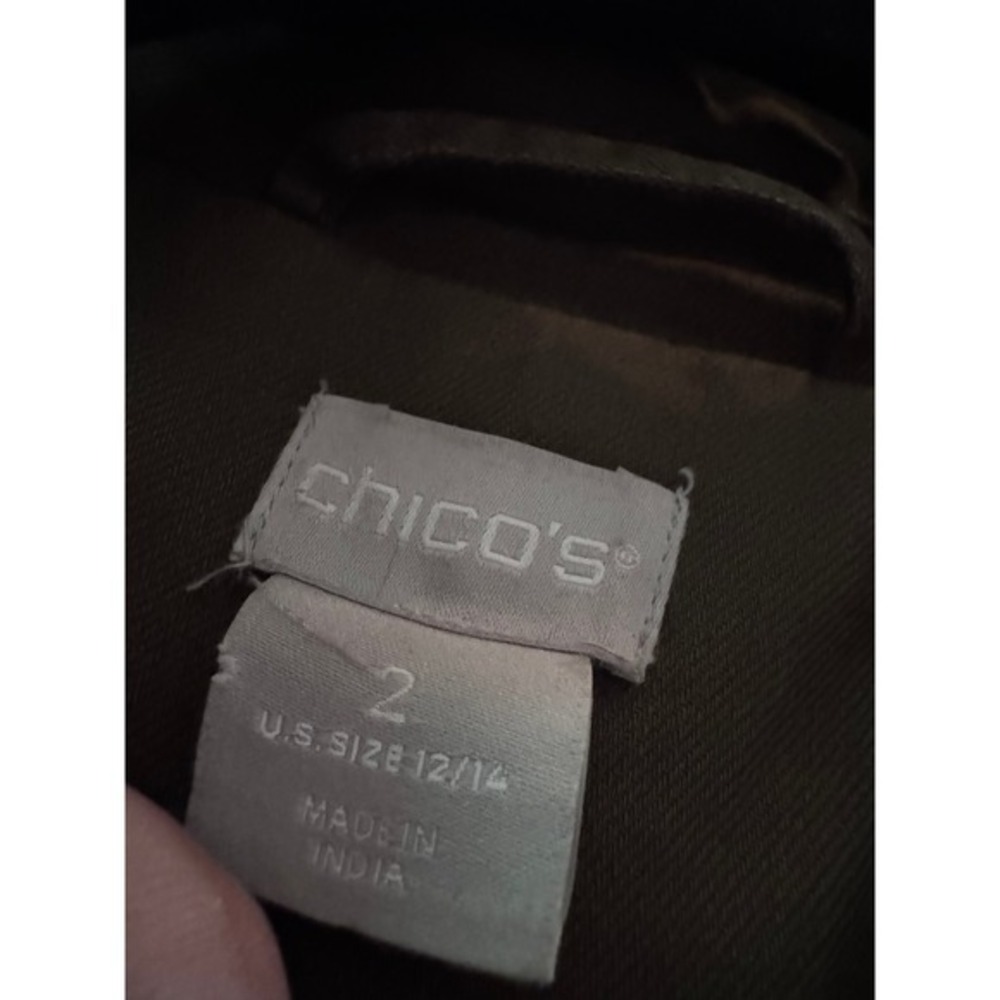 Chicos Military Style Jacket Embellished Olive Green Women's 12/14 Size 2 - Picture 9 of 11